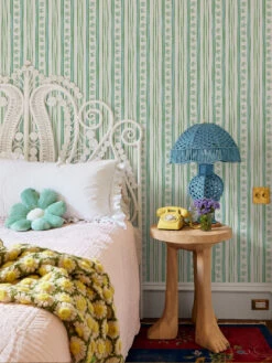 'Rita's Stripes' Wallpaper By Lingua Franca - Green Blue