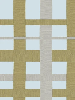 'Crosstown Plaid' Wallpaper By Sarah Jessica Parker - Olive On Silver -Wallpaper Store SJP Crosstown Plaid Olive on Silver Detail