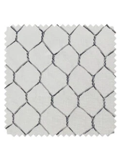 'Evelyn's Chicken Wire' Linen Fabric By Sarah Jessica Parker - Metal On Silver
