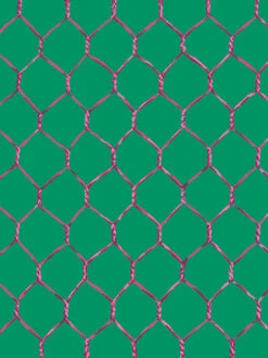 'Evelyn's Chicken Wire' Wallpaper By Sarah Jessica Parker - Raspberry On Emerald -Wallpaper Store SJP Evelyns Chicken Wire Raspberry on Emerald Detail