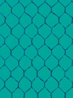 'Evelyn's Chicken Wire' Wallpaper By Sarah Jessica Parker - Sapphire On Teal 7 'Evelyn's Chicken Wire' Wallpaper By Sarah Jessica Parker - Sapphire On Teal -Wallpaper Store SJP Evelyns Chicken Wire Sapphire on Teal Detail