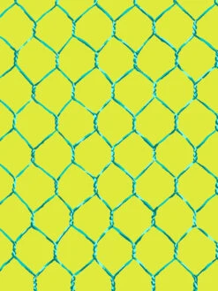 'Evelyn's Chicken Wire' Wallpaper By Sarah Jessica Parker - Teal On Citron 7 'Evelyn's Chicken Wire' Wallpaper By Sarah Jessica Parker - Teal On Citron -Wallpaper Store SJP Evelyns Chicken Wire Teal on Citron Detail