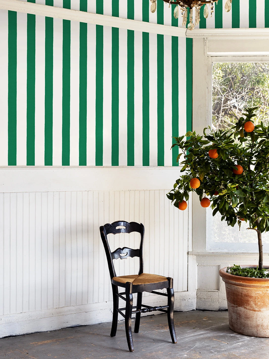 'Grosgrain Stripe On White' Wallpaper By Sarah Jessica Parker - Emerald 6 'Grosgrain Stripe On White' Wallpaper By Sarah Jessica Parker - Emerald - Image 4