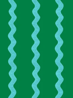 'Ric-Rac Stripe' Wallpaper By Sarah Jessica Parker - Emerald Capri Blue -Wallpaper Store SJP Ric Rac Stripe Emerald Capri Blue Detail