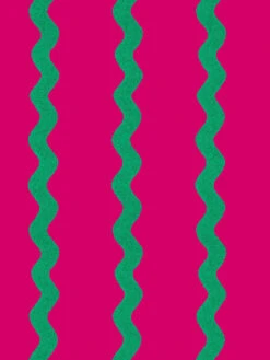 'Ric-Rac Stripe' Wallpaper By Sarah Jessica Parker - Raspberry Emerald 7 'Ric-Rac Stripe' Wallpaper By Sarah Jessica Parker - Raspberry Emerald -Wallpaper Store SJP Ric Rac Stripe Raspberry Emerald Detail