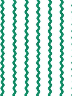 'Ric-Rac Stripe On White' Wallpaper By Sarah Jessica Parker - Emerald