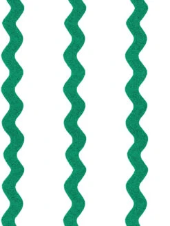 'Ric-Rac Stripe On White' Wallpaper By Sarah Jessica Parker - Emerald -Wallpaper Store SJP Ric Rac Stripe on White Emerald Detail