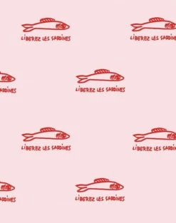 'Sardines' Wallpaper By Clare V. - Shell -Wallpaper Store Sardines pink red Product c6169864 0620 4d82 803a 7681ee57c681