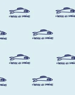 'Sardines' Wallpaper By Clare V. - Sky -Wallpaper Store Sardines sky blue Product ceeab64a 2590 4c0f 9400 e12e8b296e15