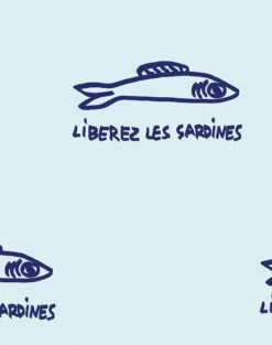 'Sardines' Wallpaper By Clare V. - Sky -Wallpaper Store Sardines sky blue detail 6cf33d64 b93b 4455 91fc 91500bde23ce