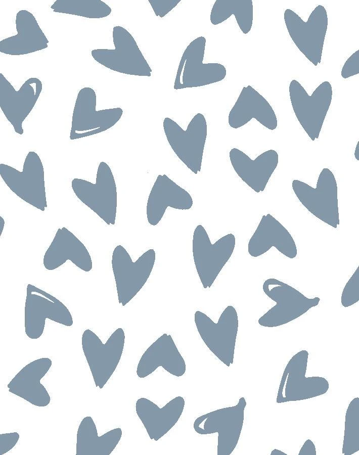 'Hearts' Wallpaper By Sugar Paper - French Blue On White 5 'Hearts' Wallpaper By Sugar Paper - French Blue On White - Image 3