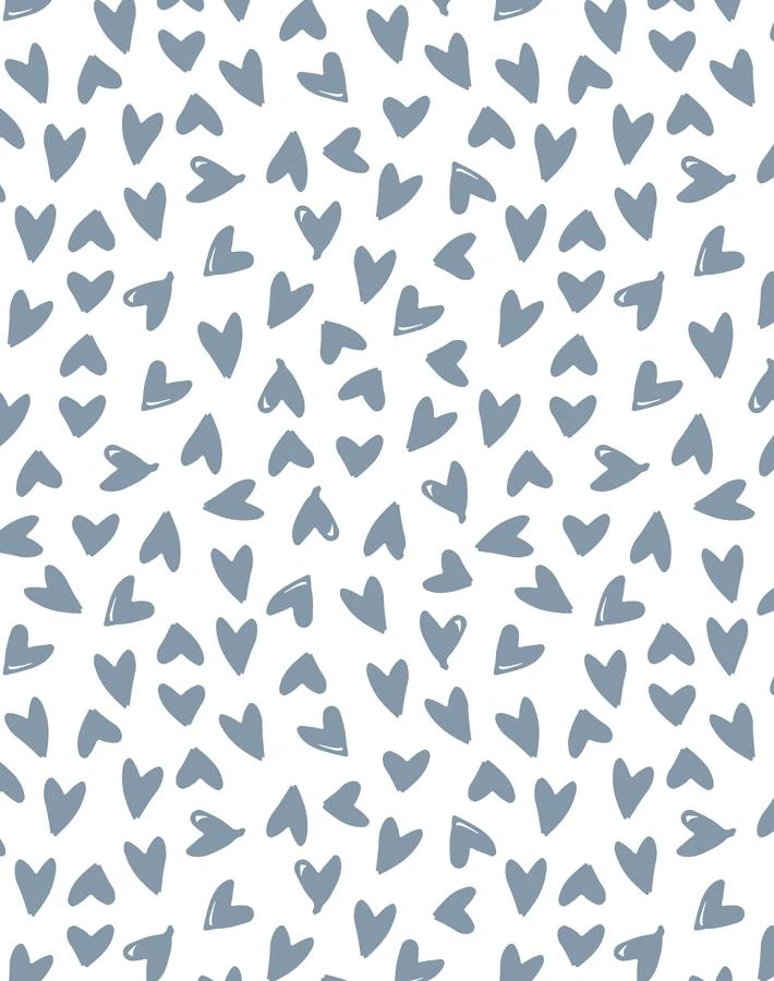 'Hearts' Wallpaper By Sugar Paper - French Blue On White 3 'Hearts' Wallpaper By Sugar Paper - French Blue On White