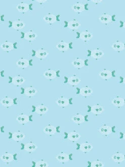 'School Of Fish' Wallpaper By Tea Collection - Blue
