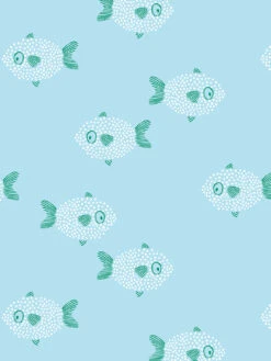 'School Of Fish' Wallpaper By Tea Collection - Blue 7 'School Of Fish' Wallpaper By Tea Collection - Blue -Wallpaper Store School of Fish by Tea Collection Baby Blue Detail