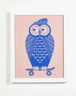 'Skate Owl' Framed Art By Tea Collection