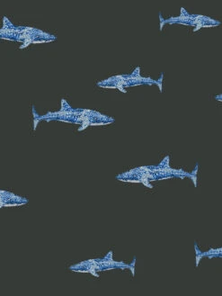 'Spotted Shark' Wallpaper By Tea Collection - Charcoal -Wallpaper Store Spotted Shark by Tea Collection Charcoal Detail