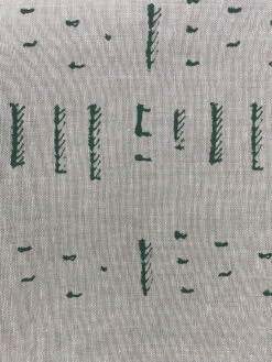 'Fabric By The Yard - Stitch - Green On Flax Linen -Wallpaper Store Stitch Green Flax Linen Design