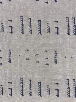 'Fabric By The Yard - Stitch - Navy On Flax Linen -Wallpaper Store Stitch Navy Flax Linen Design