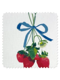 'Fabric By The Yard - Strawberry Is My Jam - Natural On Linen