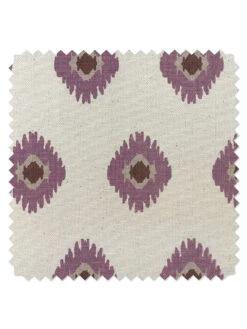 'Fabric By The Yard - Tangier Medallion - Plum On Raw Canvas