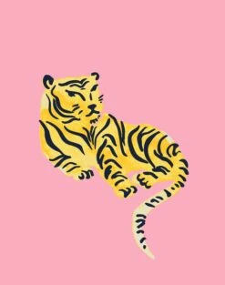 'Tigers' Wallpaper By Tea Collection - Bubblegum -Wallpaper Store Tigers Bubblegum detail