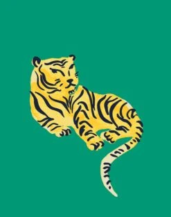 'Tigers' Wallpaper By Tea Collection - Emerald -Wallpaper Store Tigers Emerald detail