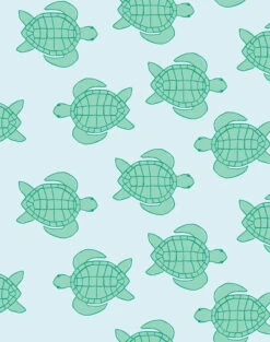 'Trailing Turtles' Wallpaper By Tea Collection - Pale Blue