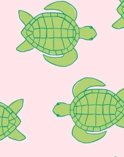 'Trailing Turtles' Wallpaper By Tea Collection - Piggy Bank -Wallpaper Store TrailingTurtles PiggyBank detail