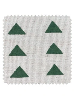 'Fabric By The Yard - Triangles - Green On California Cotton