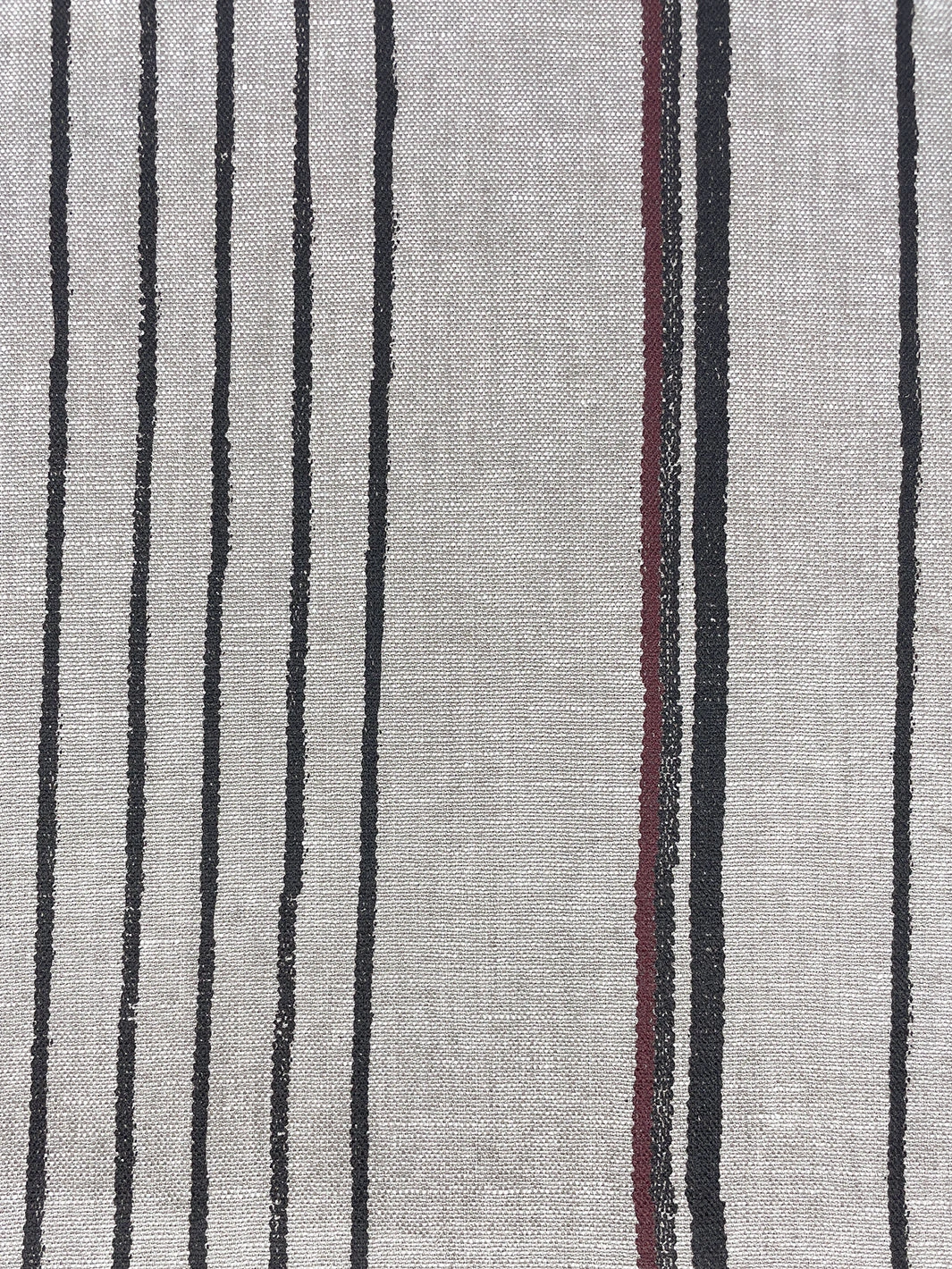 'Fabric By The Yard - Two Tone Stripe - Black & Burgundy On Flax Linen 5 'Fabric By The Yard - Two Tone Stripe - Black & Burgundy On Flax Linen - Image 3