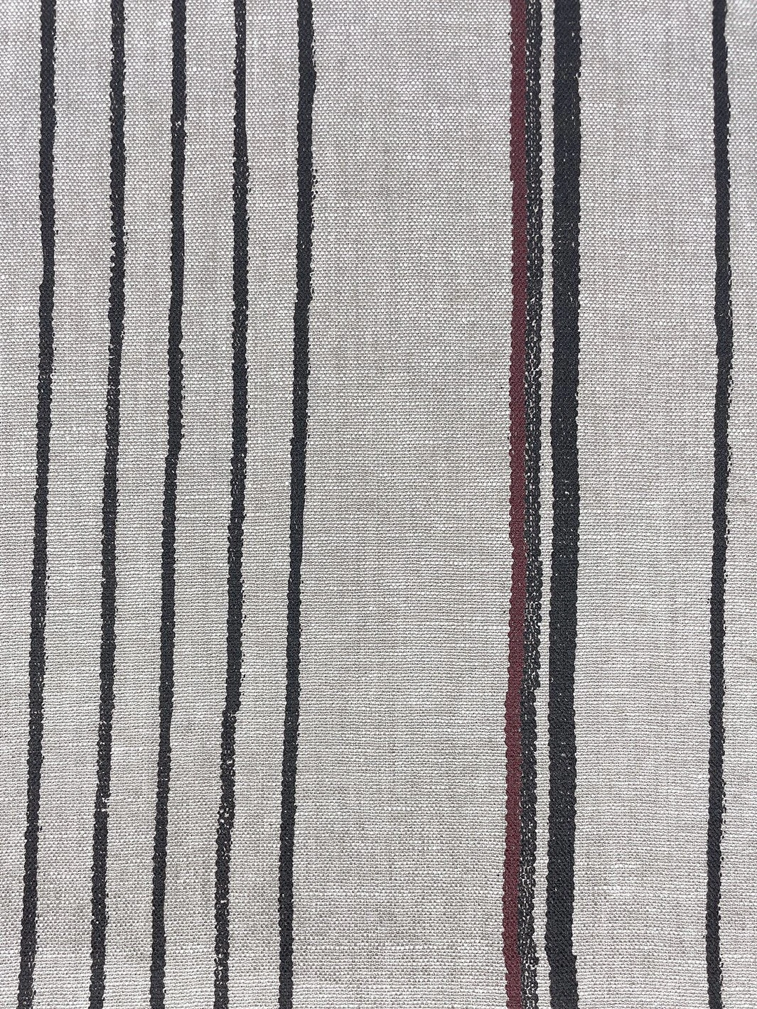 'Fabric By The Yard - Two Tone Stripe - Black & Burgundy On Linen 6 'Fabric By The Yard - Two Tone Stripe - Black & Burgundy On Linen - Image 4