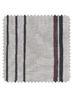 'Fabric By The Yard - Two Tone Stripe - Black & Burgundy On Flax Linen