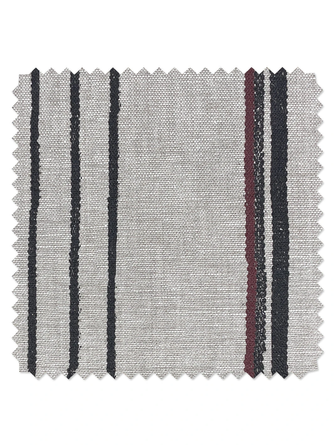'Fabric By The Yard - Two Tone Stripe - Black & Burgundy On Flax Linen 3 'Fabric By The Yard - Two Tone Stripe - Black & Burgundy On Flax Linen