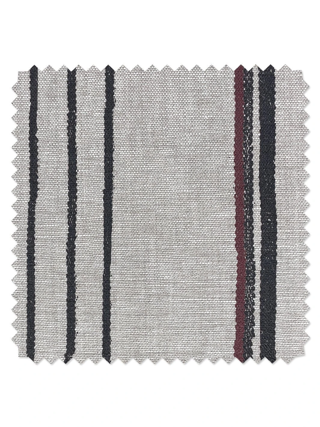 'Fabric By The Yard - Two Tone Stripe - Black & Burgundy On Linen 4 'Fabric By The Yard - Two Tone Stripe - Black & Burgundy On Linen - Image 2
