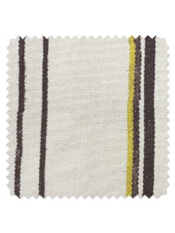 'Fabric By The Yard - Two Tone Stripe - Chocolate & Daffodil On Raw Canvas