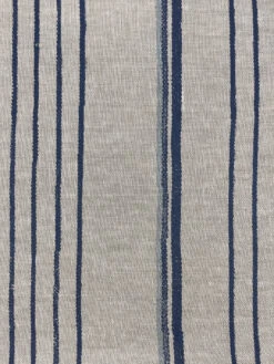 'Fabric By The Yard - Two Tone Stripe - Navy & Sky On Flax Linen -Wallpaper Store Two Tone Stripe Navy Sky Flax Linen Design