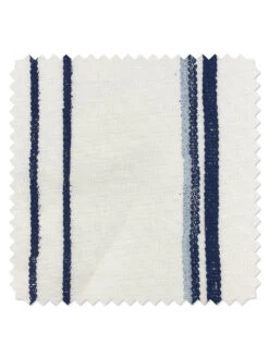 'Fabric By The Yard - Two Tone Stripe - Navy & Sky On Linen
