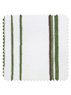 'Fabric By The Yard - Two Tone Stripe - Rust & Moss On Linen