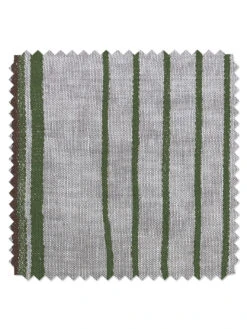 'Fabric By The Yard - Two Tone Stripe - Rust + Moss On Flax Linen