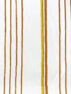 'Fabric By The Yard - Two Tone Stripe - Terracotta & Daffodil On Linen -Wallpaper Store Two Tone Stripe Terracota Daffodil Linen Design