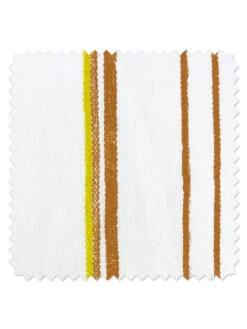 'Fabric By The Yard - Two Tone Stripe - Terracotta & Daffodil On Linen