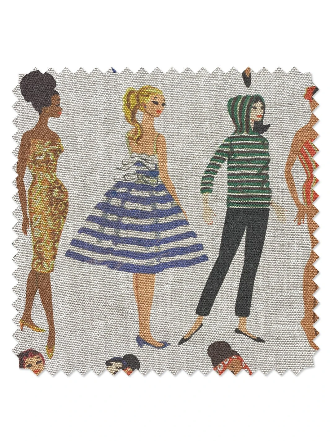 'Fabric By The Yard - Vintage Illustration - White On Flax Linen 10 'Fabric By The Yard - Vintage Illustration - White On Flax Linen - Image 8