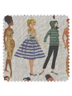 'Fabric By The Yard - Vintage Illustration - White On Flax Linen