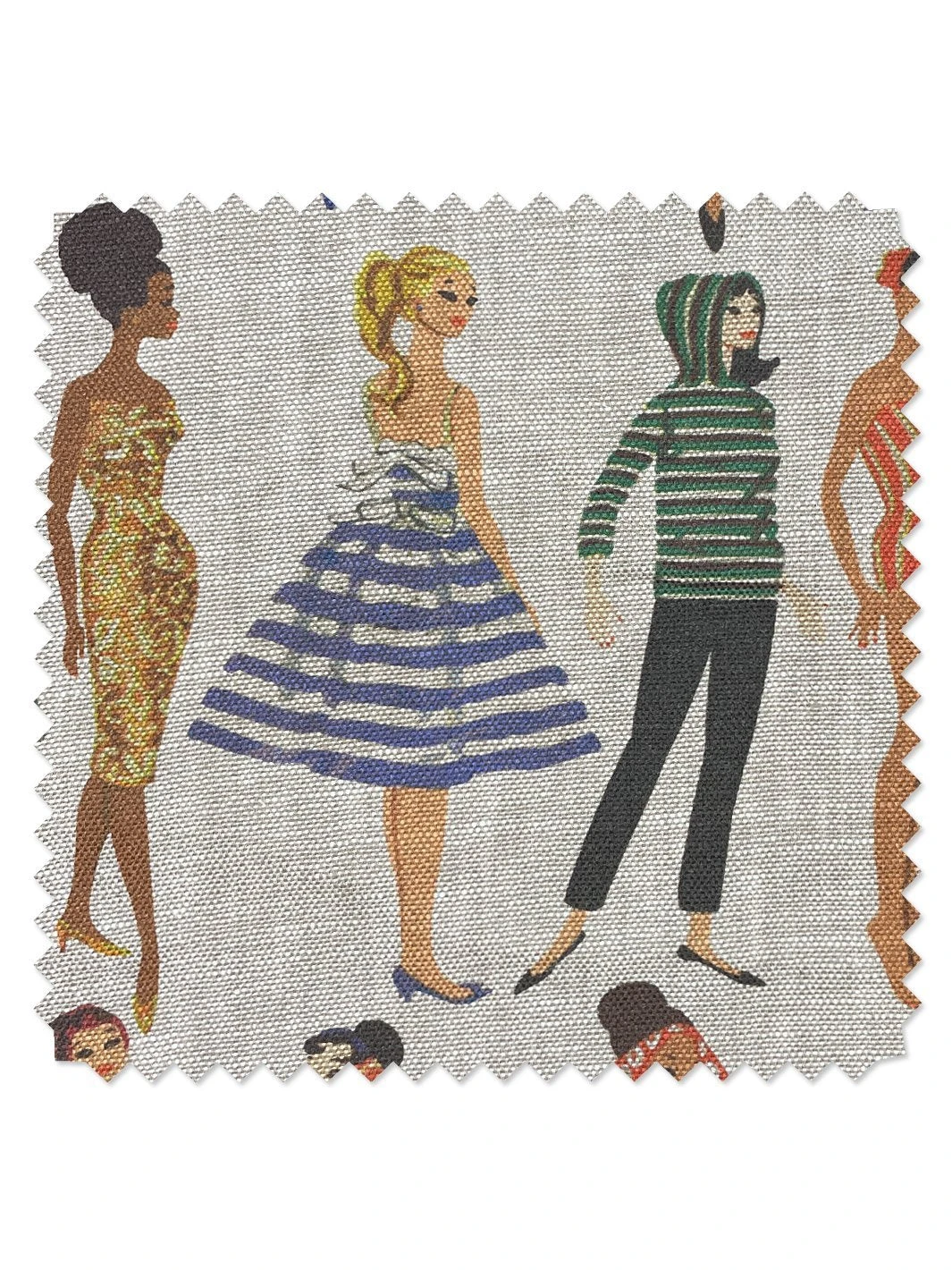 'Fabric By The Yard - Vintage Illustration - White On Flax Linen 3 'Fabric By The Yard - Vintage Illustration - White On Flax Linen