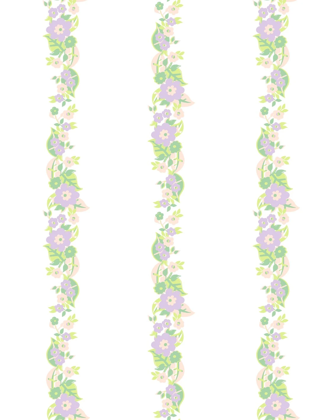'Floral Stripe' Wallpaper By Barbie™ - Lavender Peach