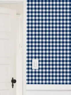 'Barbie™ Gingham' Wallpaper By Barbie™ - Navy