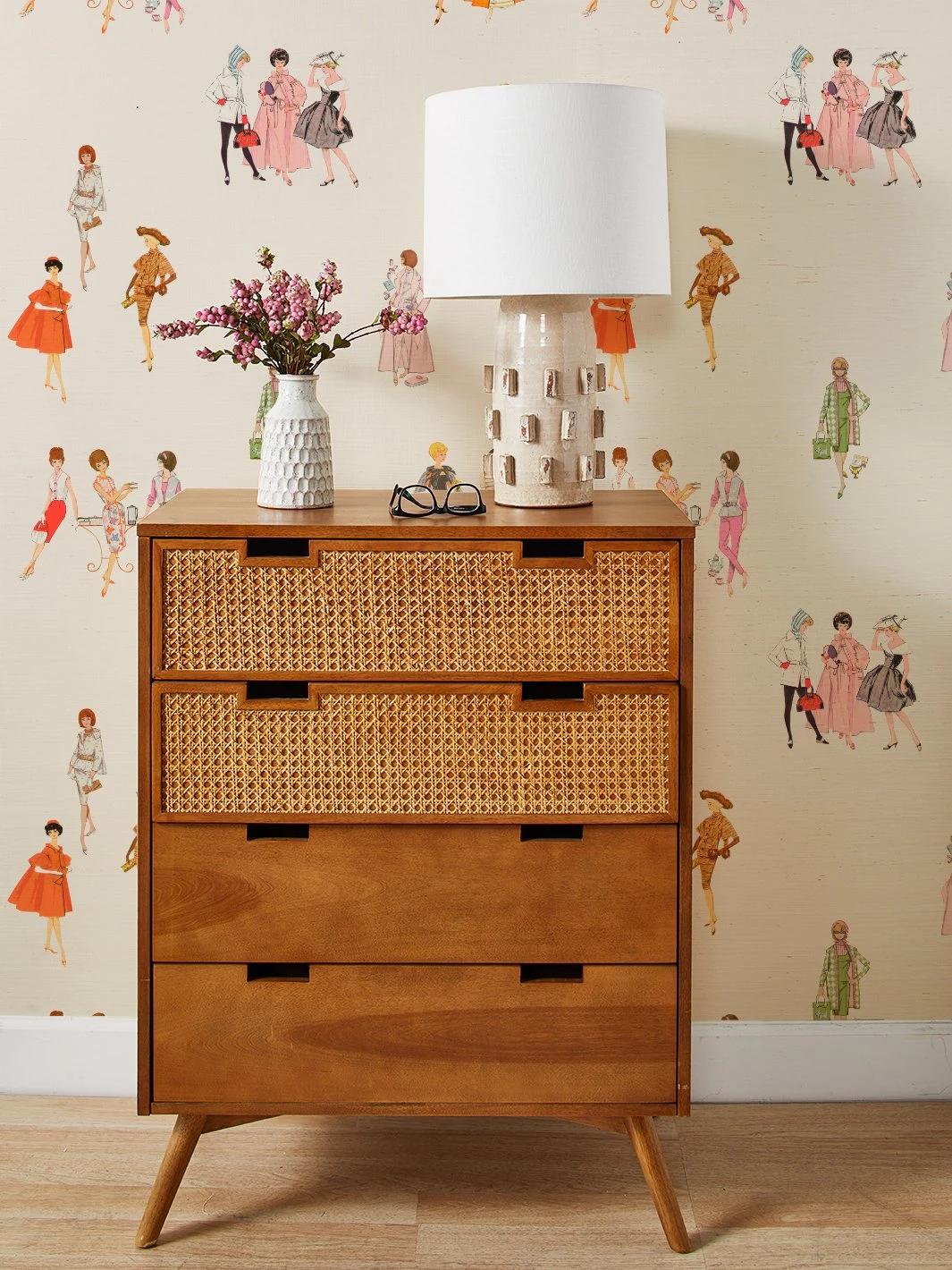 '1960s Barbie™' Grasscloth Wallpaper By Barbie™ - Cream
