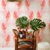 'Belafonte Palm' Grasscloth Wallpaper By Nathan Turner - Red -Wallpaper Store Wallshoppe Grasscloth Belafonte Palm Red RS