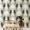 'Belafonte Palm' Grasscloth Wallpaper By Nathan Turner - Black -Wallpaper Store Wallshoppe Grasscloth Belafonte Palm Wallpaper by Nathan Turner Black RS