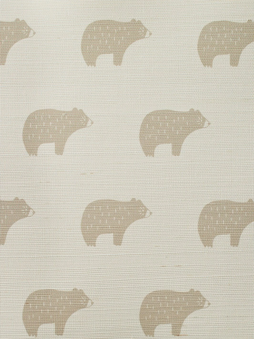 'Chubby Bear' Grasscloth Wallpaper By Tea Collection - Taupe - Image 2